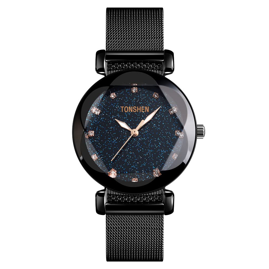 TONSHEN Herrenuhr Analog Quarz Edelstahl Lünette und Kautsch
