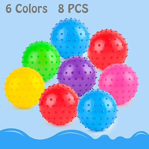 Miniatura 3 de LOVEINUSA 8 bolas de rebote, bolas Knobby con bomba de 7 pulgadas, bolas sensoriales de masaje puntiagudas para niños, recuerdos de fiesta