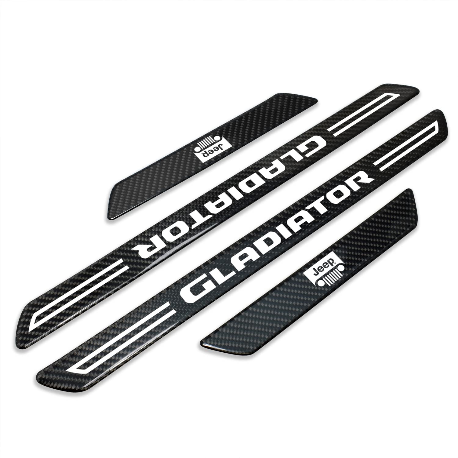 iPick Imagefor Jeep Gladiator Black Real Carbon Fiber Universal Car Door Sill Step Protector Kick Plates a Set of 4