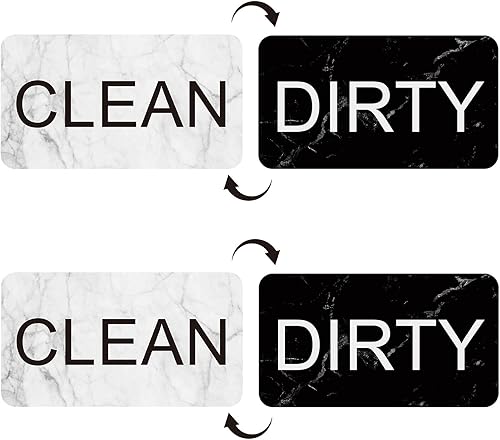 2 imanes para lavavajillas Clean Dirty Sign, Dirty Clean - Imán de lavavajillas con material de mármol para lavavajillas que recuerda al usuario