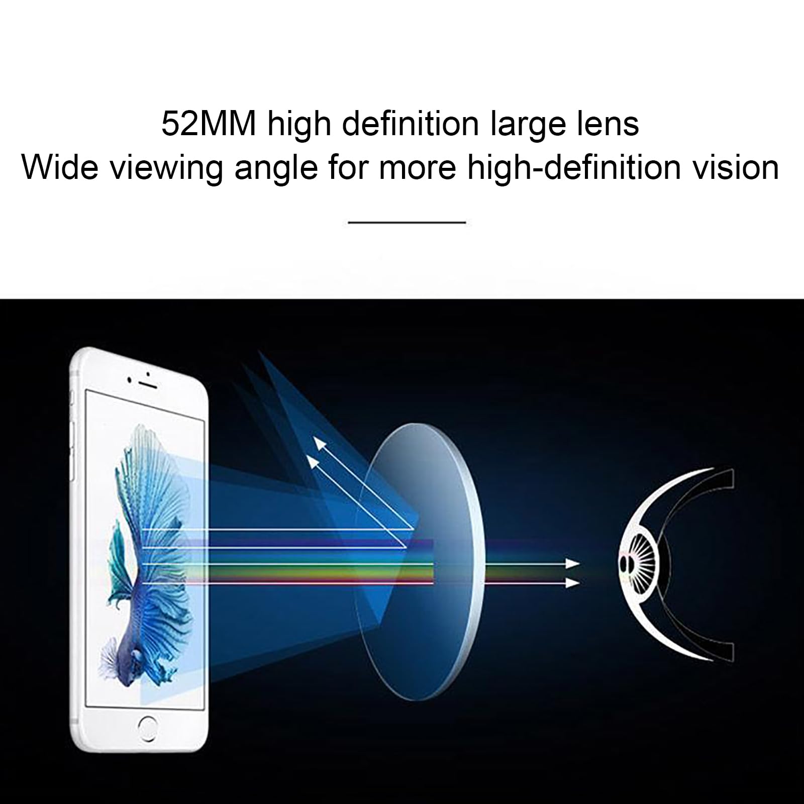 Cuffie per Realtà Virtuale, Occhiali 3D VR con Telecomando Bluetooth, Obiettivo Grande Ad Alta Definizione da 52 Mm per Giochi Mobili, Video E Film, Compatibile con iPhone da 4,7-6,3 Pollici