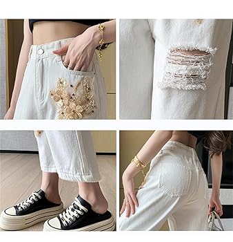 Amazon | [JQBFL] デニムパンツ レディース ダメージ
