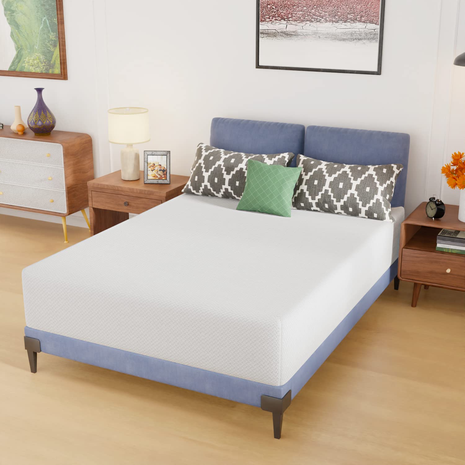 PayLessHere | 12 Inch Full Mattress | Medium Firm Gel Memory Foam Mattress | White | with Washable Zipper Cover | for Pressure-Relieving Cool Sleep |