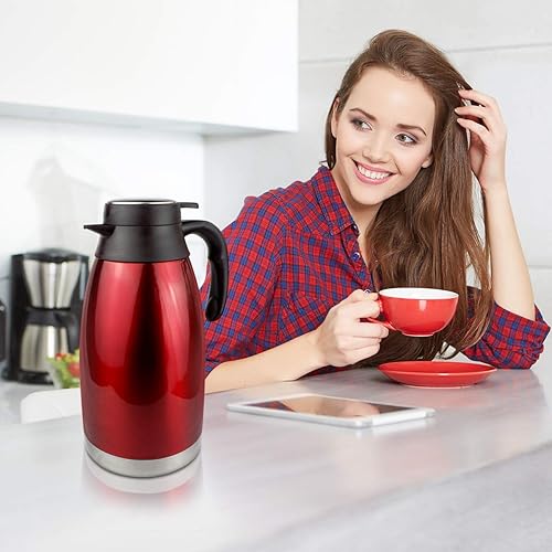 Miniatura 5 de Jarra térmica de café de 68 onzas para mantener el calor y el frío, 12 horas de retención de calortermo de doble vacío de acero inoxidable y