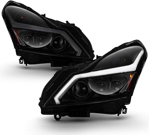 ACANII - Para 2010-2013 Infiniti G37 11-12 G25 Q40 4 puertas Sedan negro humo con tubo LED señal secuencial DRL faros