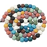 Sold by one strand with 14 inch;Each Round Beads Size:8mm;Hole Size:2-2.5mm Perfect for necklace,pendant,bracelet and many others jewelry making! Dyed from Natural Lava Rock Stone,include naturally-formed voids and irregular surfaces--which makes eac...
