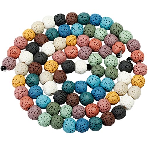 rockcloud 14" 12mm Colorful Lava Rock Stone Loose Beads for Jewelry Making