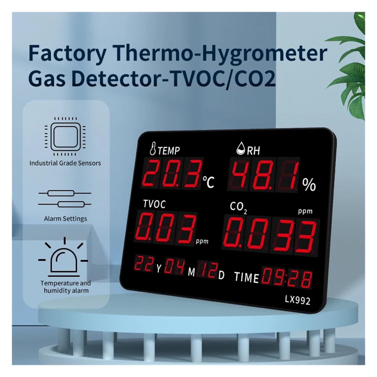 Termometro Digitale A LED For Interni Ed Esterni, Igrometro, Misuratore Di Umidità, Temperatura, Ufficio Domestico, Con Sonda E Visualizzazione Del'ora Preciso Veloce Monitoraggio In Tempo Reale