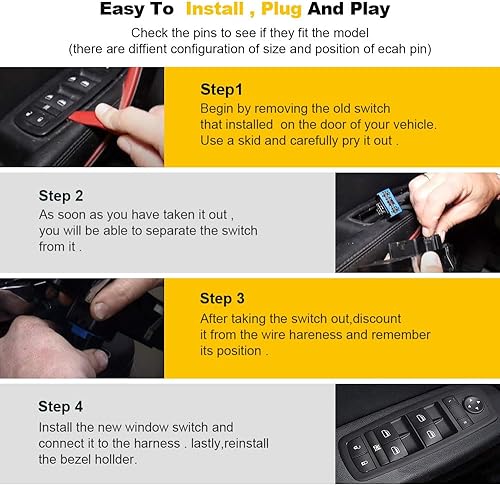 Miniatura 6 de OCPTY Interruptor de ventana eléctrica lado del conductor se adapta a Mercede 2006-2011s-Benz ML350 2010-2012 para Mercedes-Benz GL350 para