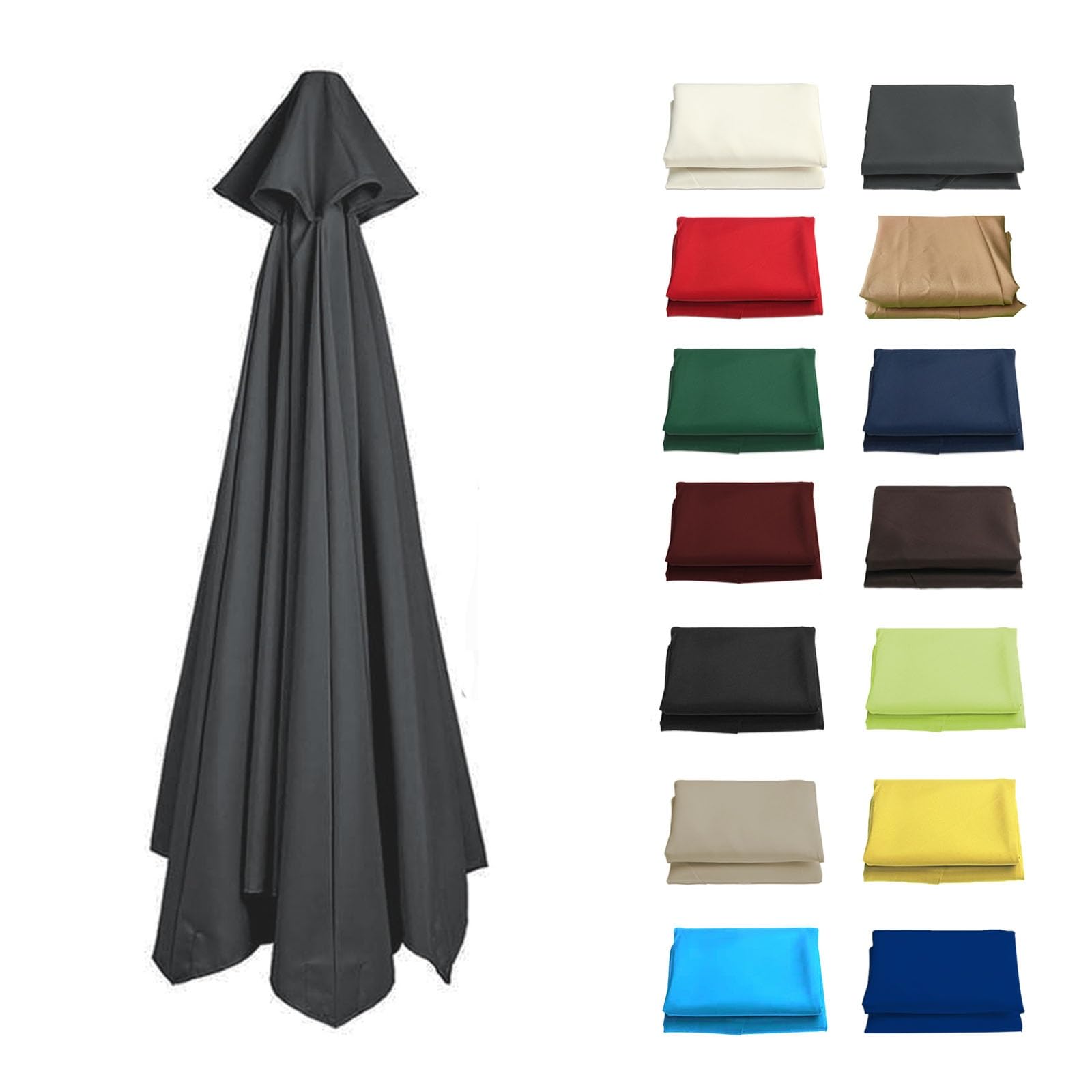GZDXBF 6/8 Arms Umbrella Replacement Cloth, UV50+, Replacement Parasol Fabric Canopy 200/270/300cm, Umbrella Canopy Replacement Cloth, Waterproof Anti-Ultraviolet(Color:Gray,Size:8 ribs-3m(9.8ft)) — image 1
