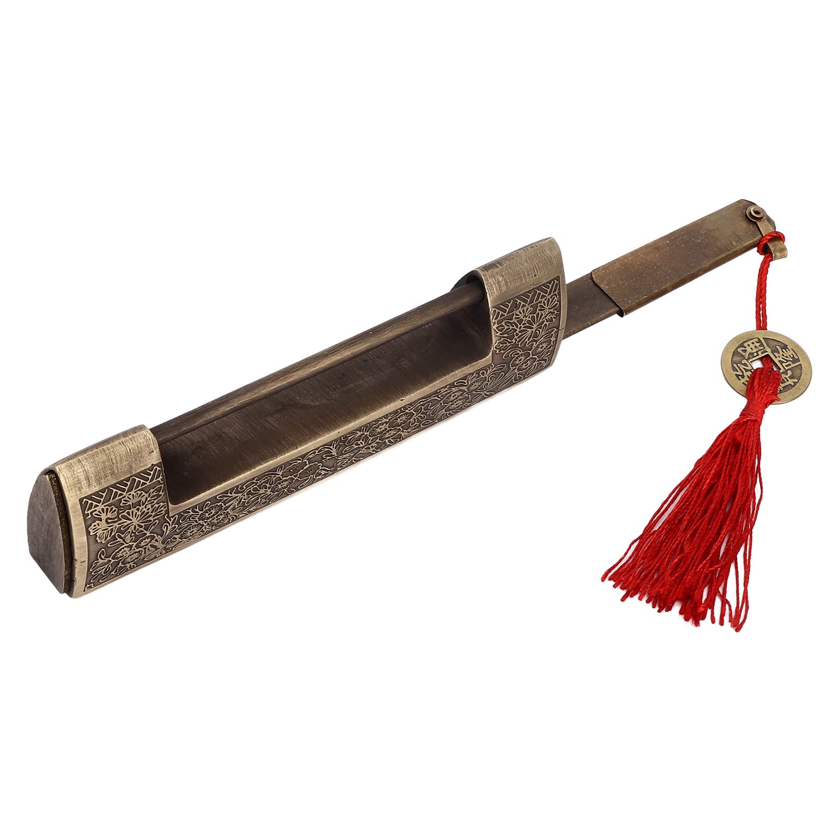 Cerradura antigua, candado de latón de estilo chino con llave para cajas de gabinetes de, regalo de cerradura horizontal vintage con espacio de 3,5 pulgadas