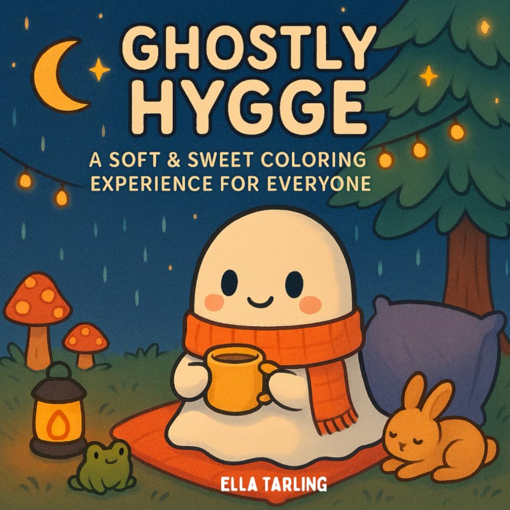 Ghostly Hygge Coloring Book: A Spooky & Cozy Halloween Escape for Kids and Adults