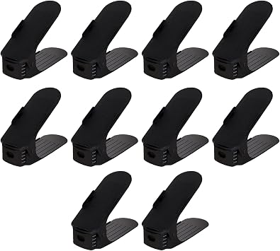 10 Pack Shoe Slots Organizer, Adjustable Double Layer Shoe Stack Sandals Rack, Shoe Slots Rack, 50 Space-Saving Storage Shoe Stacker Holder for Closet Organization