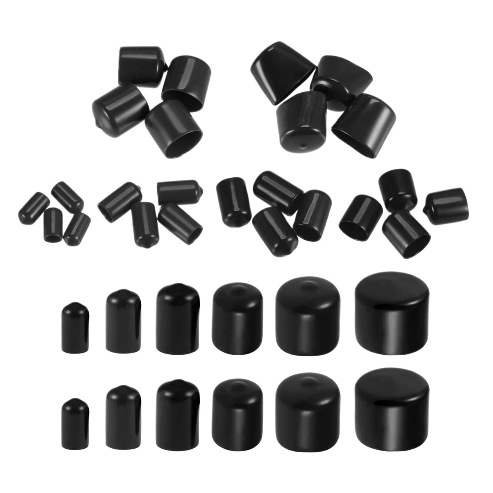 Tapas Redondas de Goma (68 Unidades, 9/32", 3/8", 1/2", 13/16", 7/8" y 1 1/2") for Tornillos, Protector de roscas de Cable de plástico for Pernos.