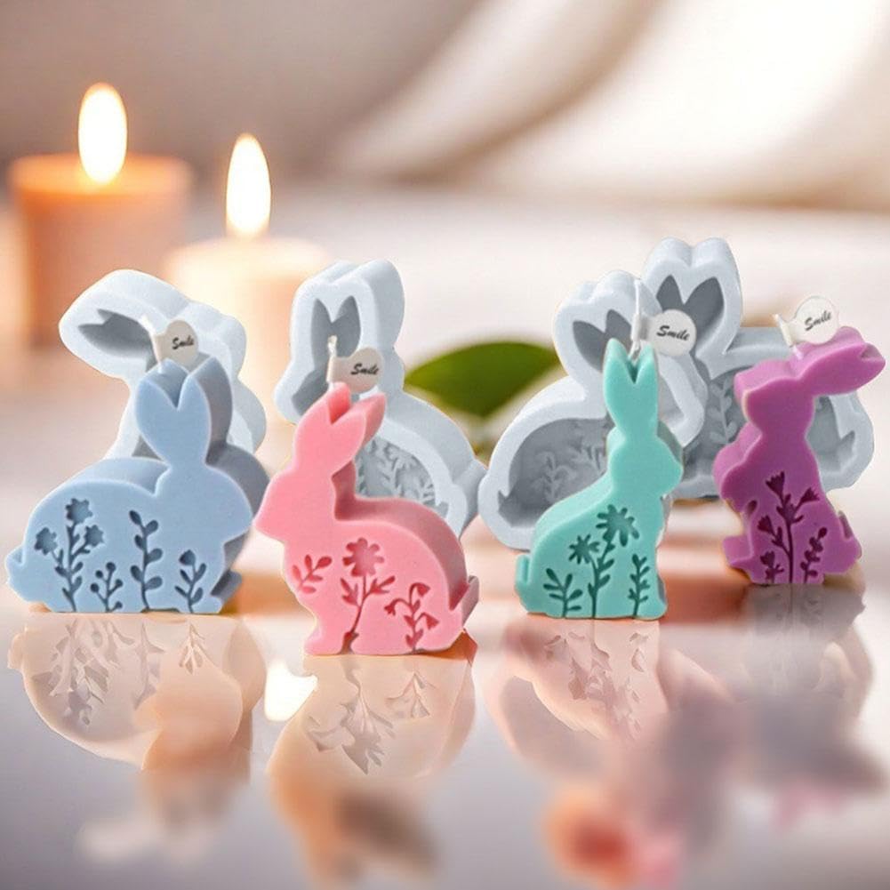 Stampo Silicone Conigli Pasquali - 6 Pezzi Per Candele E Resina