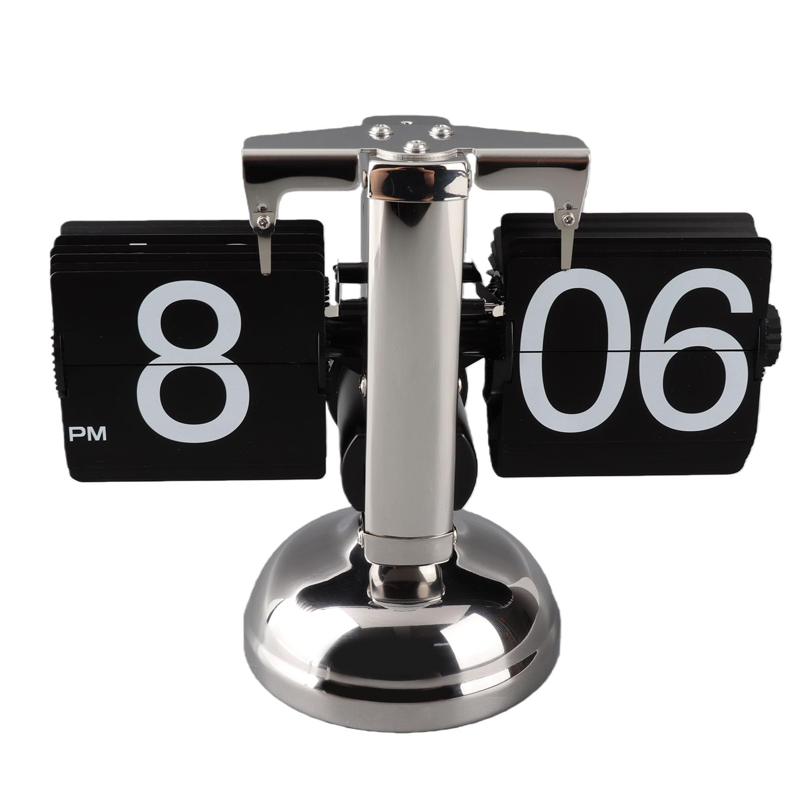 Cocoarm Digitale Flip-Down-Uhr, Retro minimalistische mechanische Auto-Flip-Uhr, Edelstahl, große Zahlen, für Zuhause