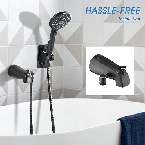 Miniatura 5 de PROOX Boquilla de bañera de metal con desviador de bronce aceitado, boquilla desviadora para ducha de mano