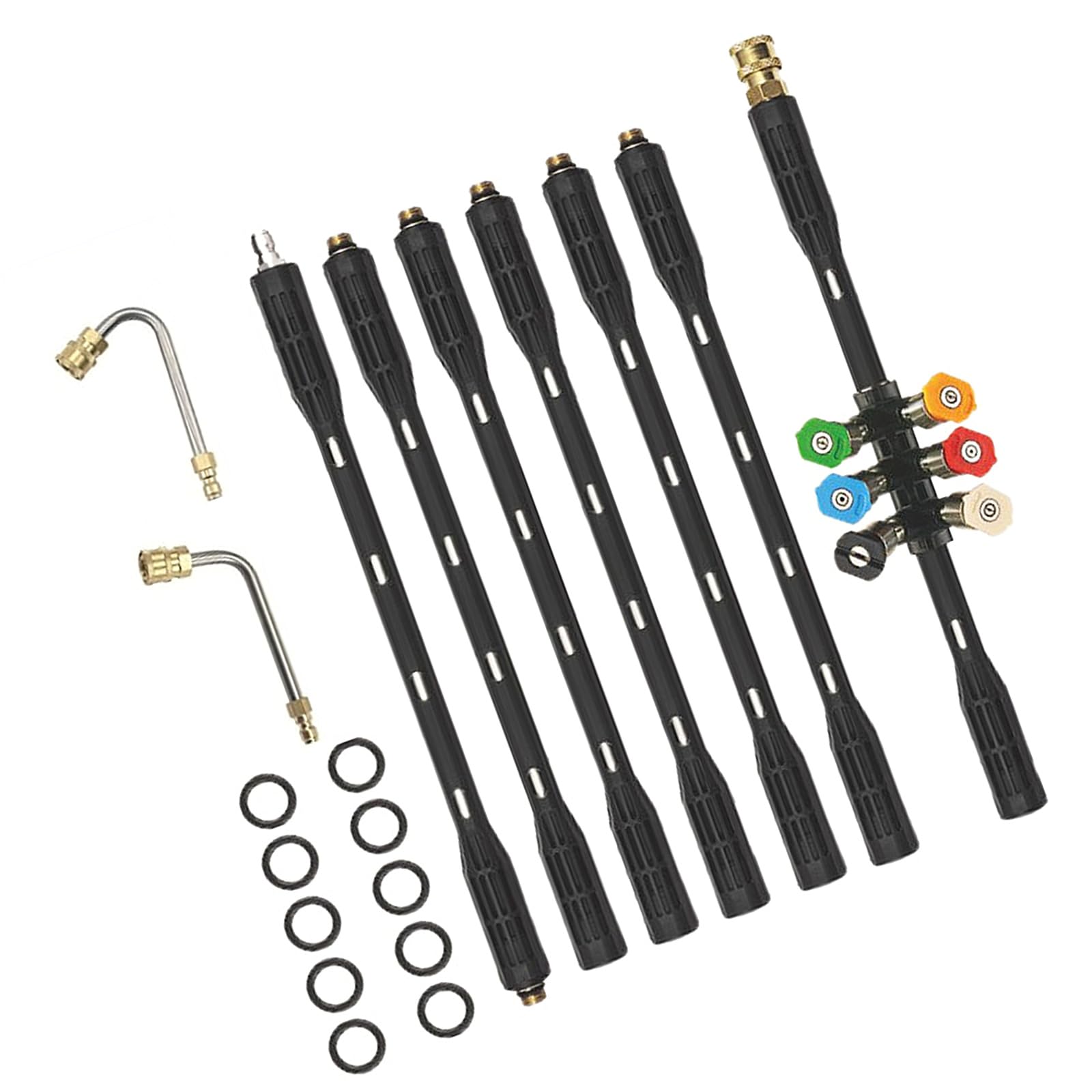 Yrohgkpn Multicolor Nonslip Pressure Washer Extension Wand Set 9Pcs Includes Curved Rod And Multiple Color Nozzle Tip For Effective Cleaning Driveway And Deck Washer