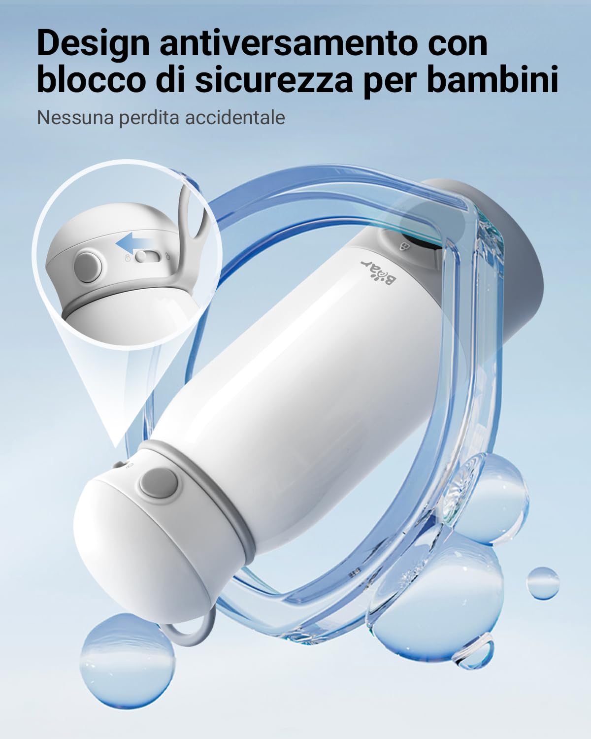 Bear Scaldabiberon portatile, scaldabiberon elettrico a riscaldamento rapido senza BPA, grande capacità di 500 ml per latte materno e acqua, per auto, campeggio e viaggi