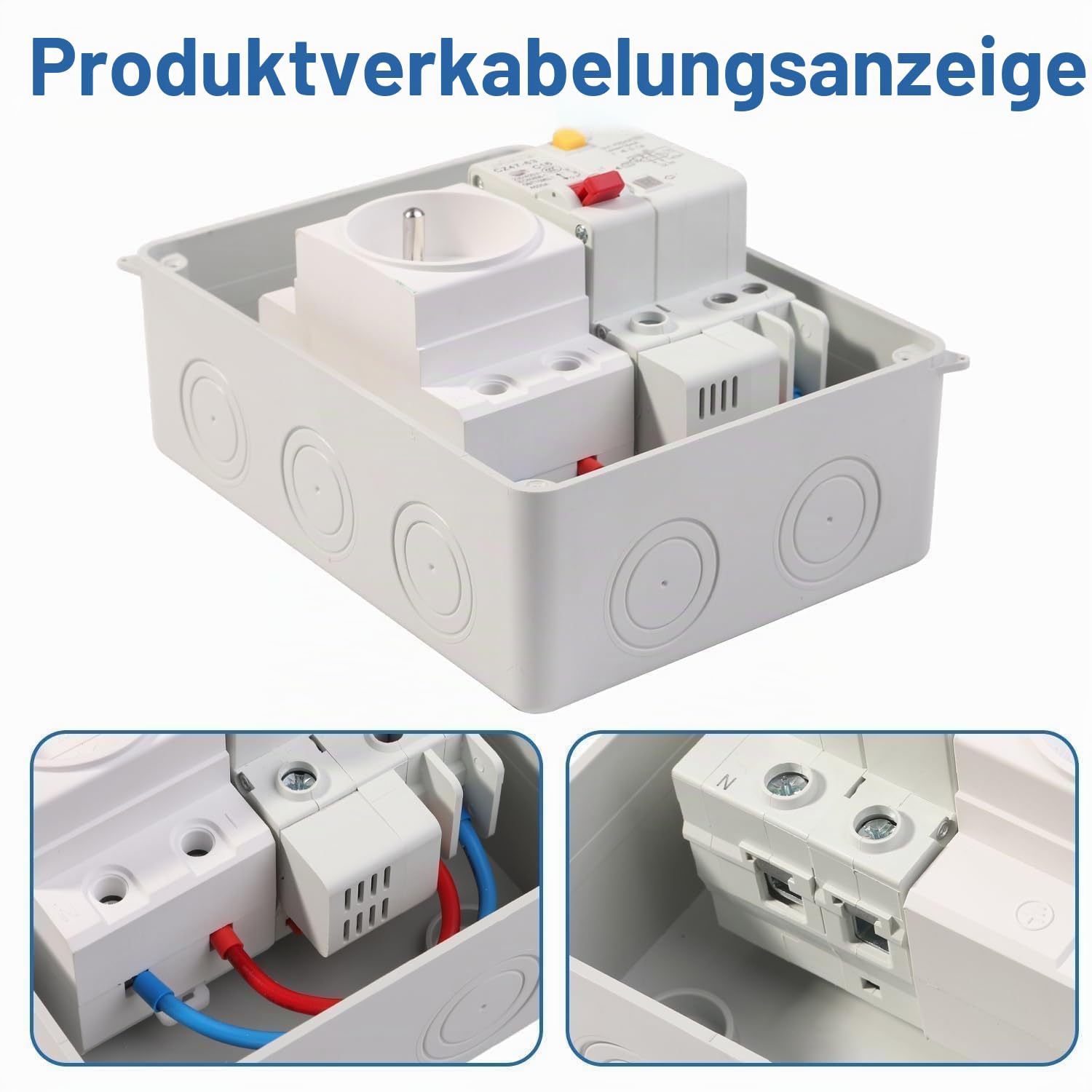 Schuko-Steckdose mit FI-Schutzschalter 16 A 230 V 30 mA IP65