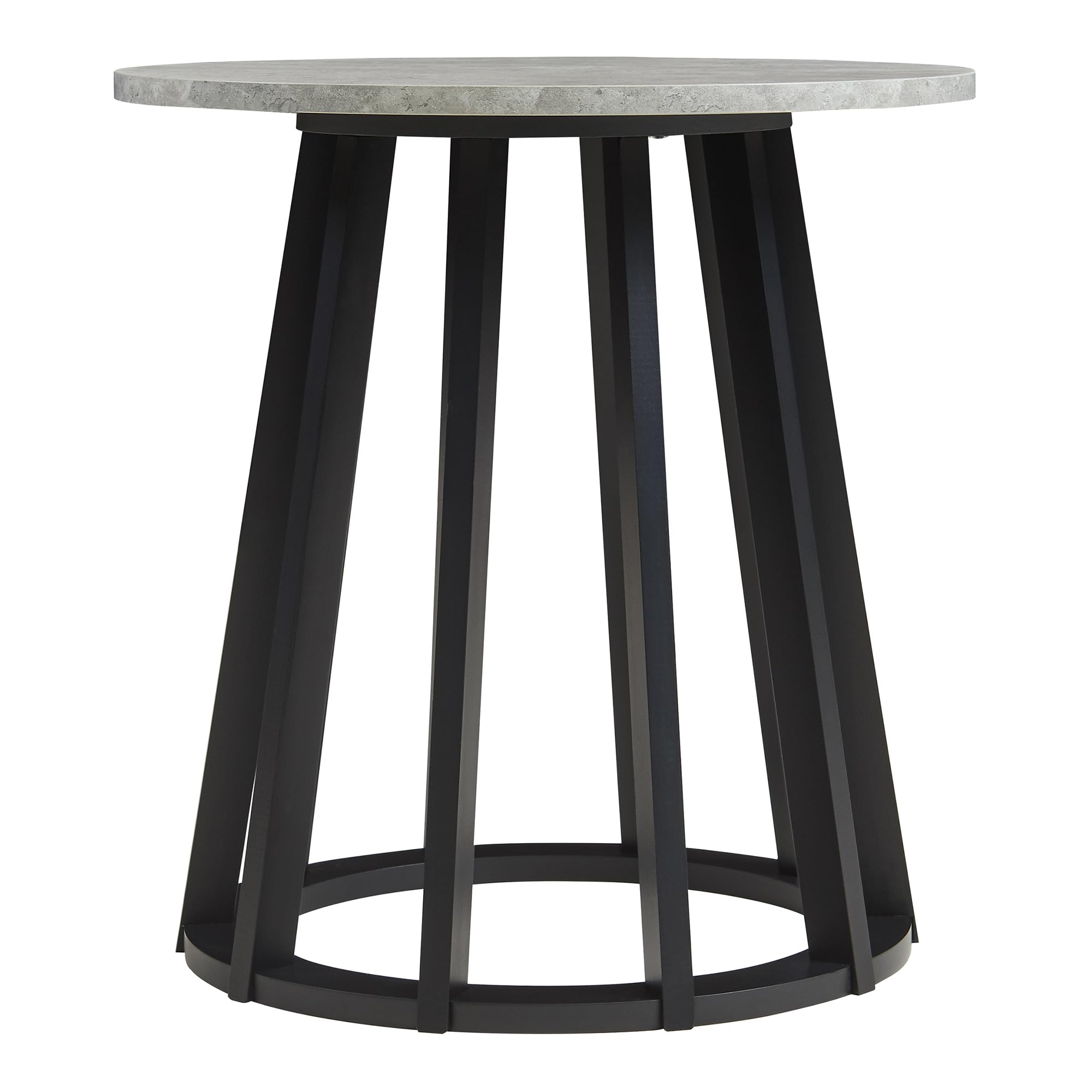 [en.casa] Table d'Appoint avec Plateau Rond Bout de Canapé Table Basse Guéridon Design Intemporel pour Salon Chambre Bureau MDF Bambou 48 x 48 cm Effet Béton Noir