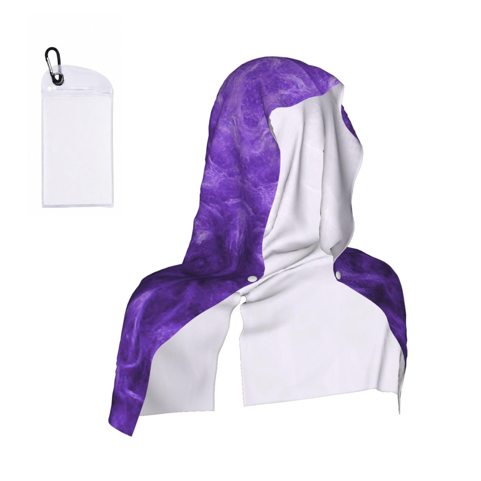 DUWAA Purple Print Cooling Hooded Sports Towel, 30×60cm Quick Drying Summer Cool Head Wrap For Neck And Face