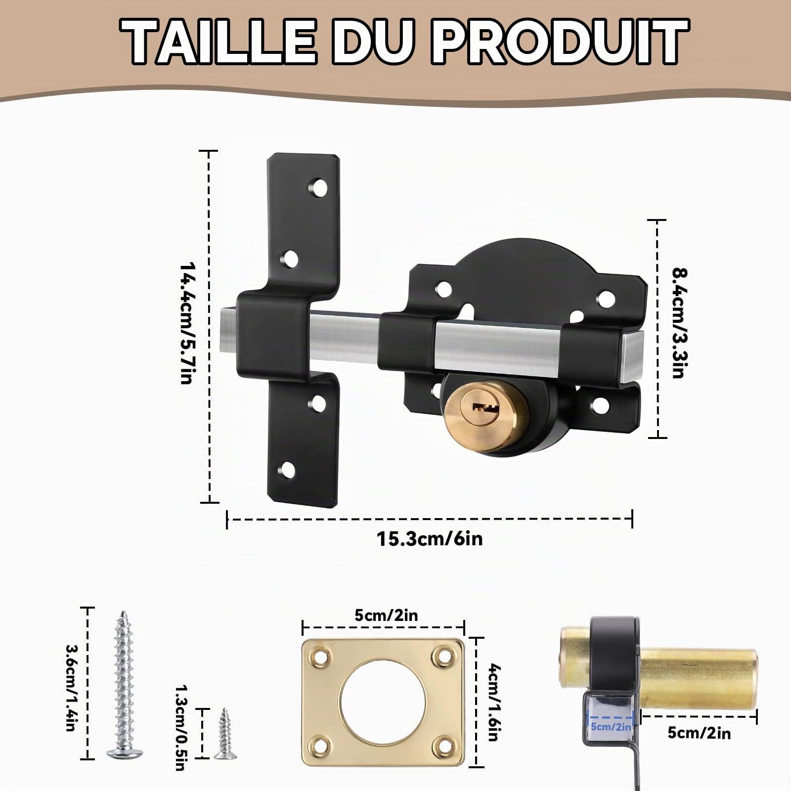 Zocipro Serrure de Portail à Longue Portée 50 mm en Acier Inoxydable