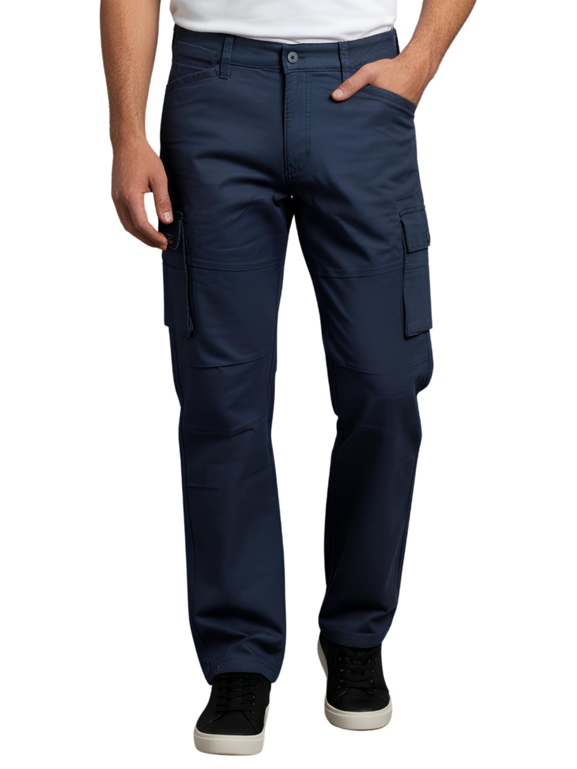 live in Men's Deep Sea Blue Cotton Slim Fit Mid-Rise Casual Solid Cargos - LCG11P220HN2-picture-23