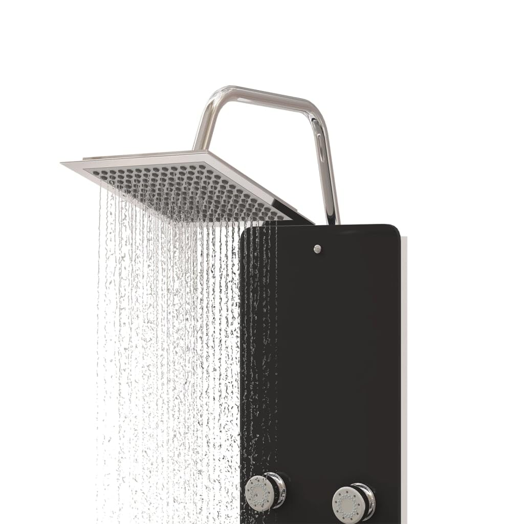 Panel de ducha (cristal, 25 x 47,5 x 130 cm), color negro