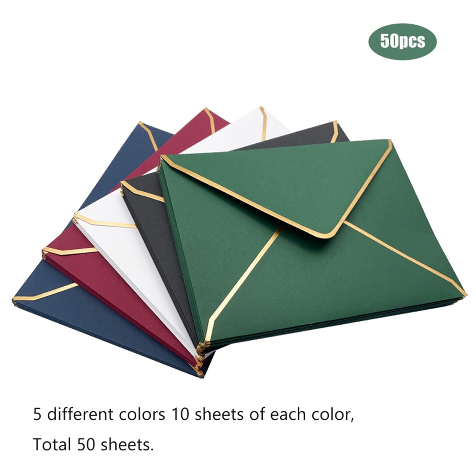 Zaproszenia ślubne, Personalised Wedding Invitation Envelopes 50 Pcs Multicolor A7(Black 50pcs)