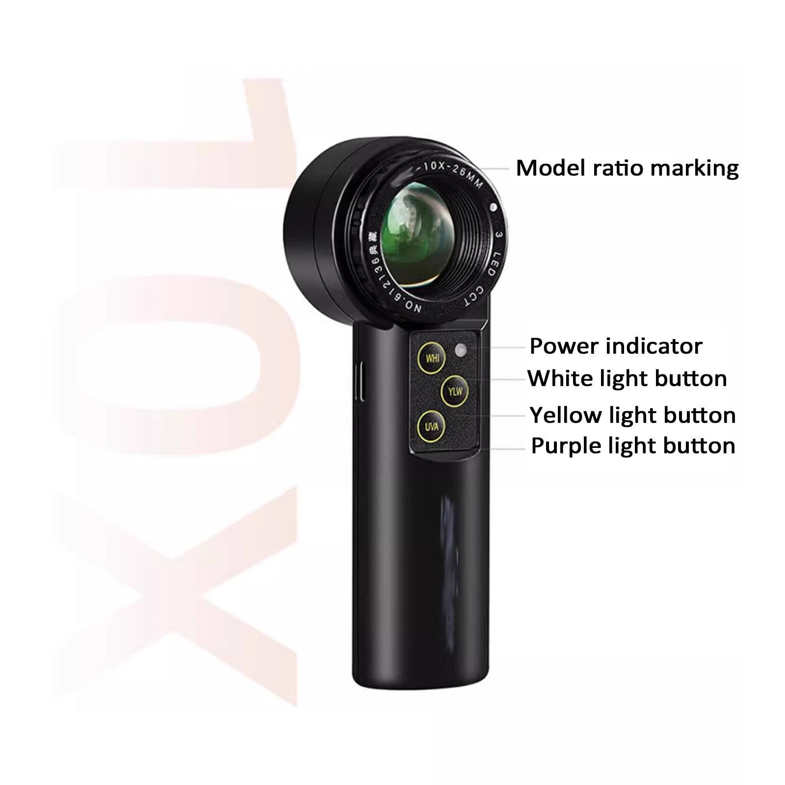 Beleuchtete Schmucklupe, 10–30-fache HD-Schmucklupe mit Licht, ringförmige Lupe mit DREI Quellen, 375 nm UV-Lampe/4000 K warmes Licht/6500 K weiße Lampe, zur Identifizierung(15x)