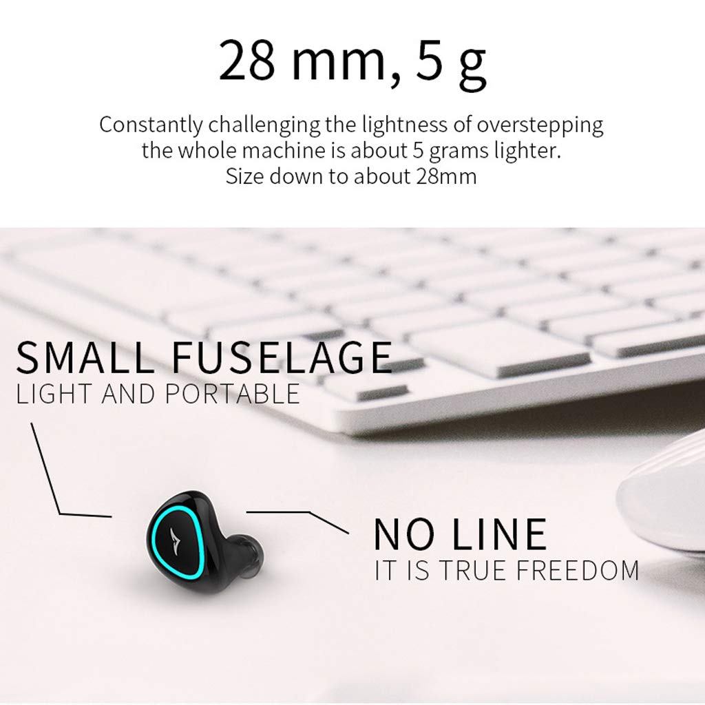 MiniMini Bluetooth Invisible sans Fil Kit Ecouteur Intra-auriculaire Mono Ecouteur avec Micro Intégré Mains Libres pour iPhone, Samsung, HuaweiPortatif
