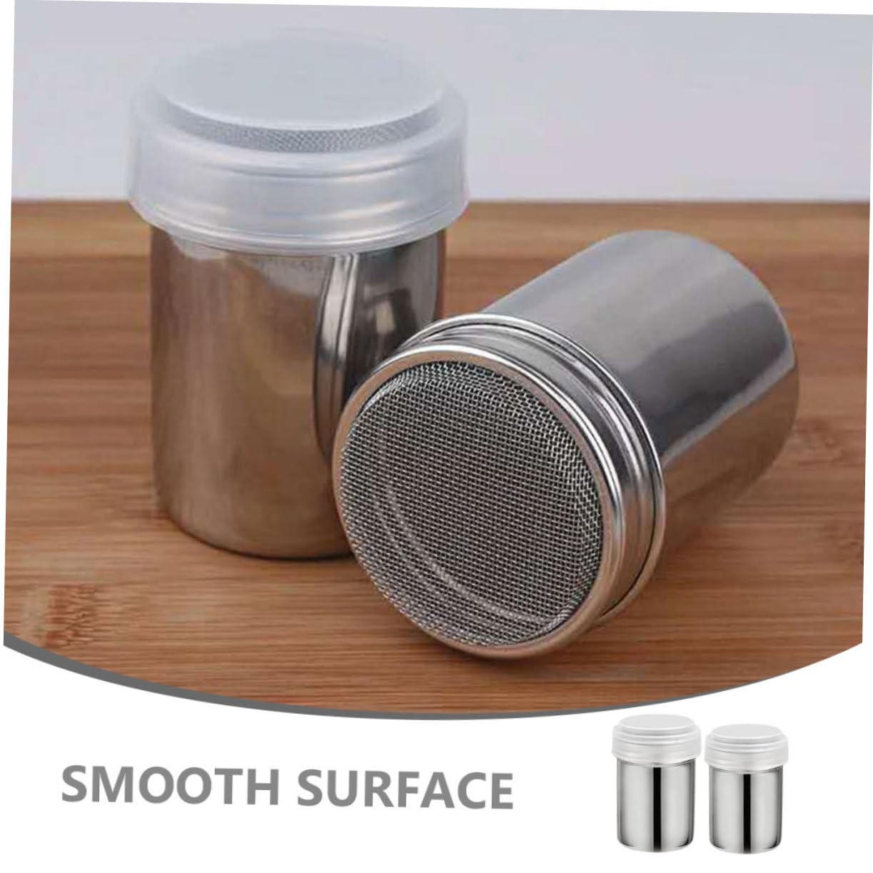 HOLIDYOYO Powder Sifter Shaker Set Stainless Steel Icing Sugar Shaker Lid Sieve Baking Tools for Home