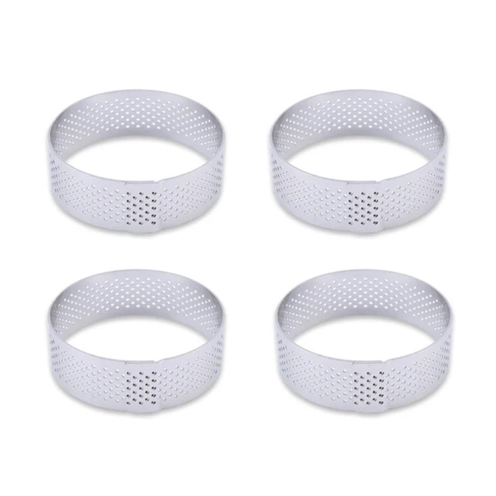 Anneaux à Gâteaux Moule à tarte en acier inoxydable, anneau de tartelette, gâteau, Mousse, biscuits, pâtisserie, cercle de coupe, anneau de tarte perforé, 6, 8, 10 CM Pour Dessert, Gâteau(4PCS 6CM)