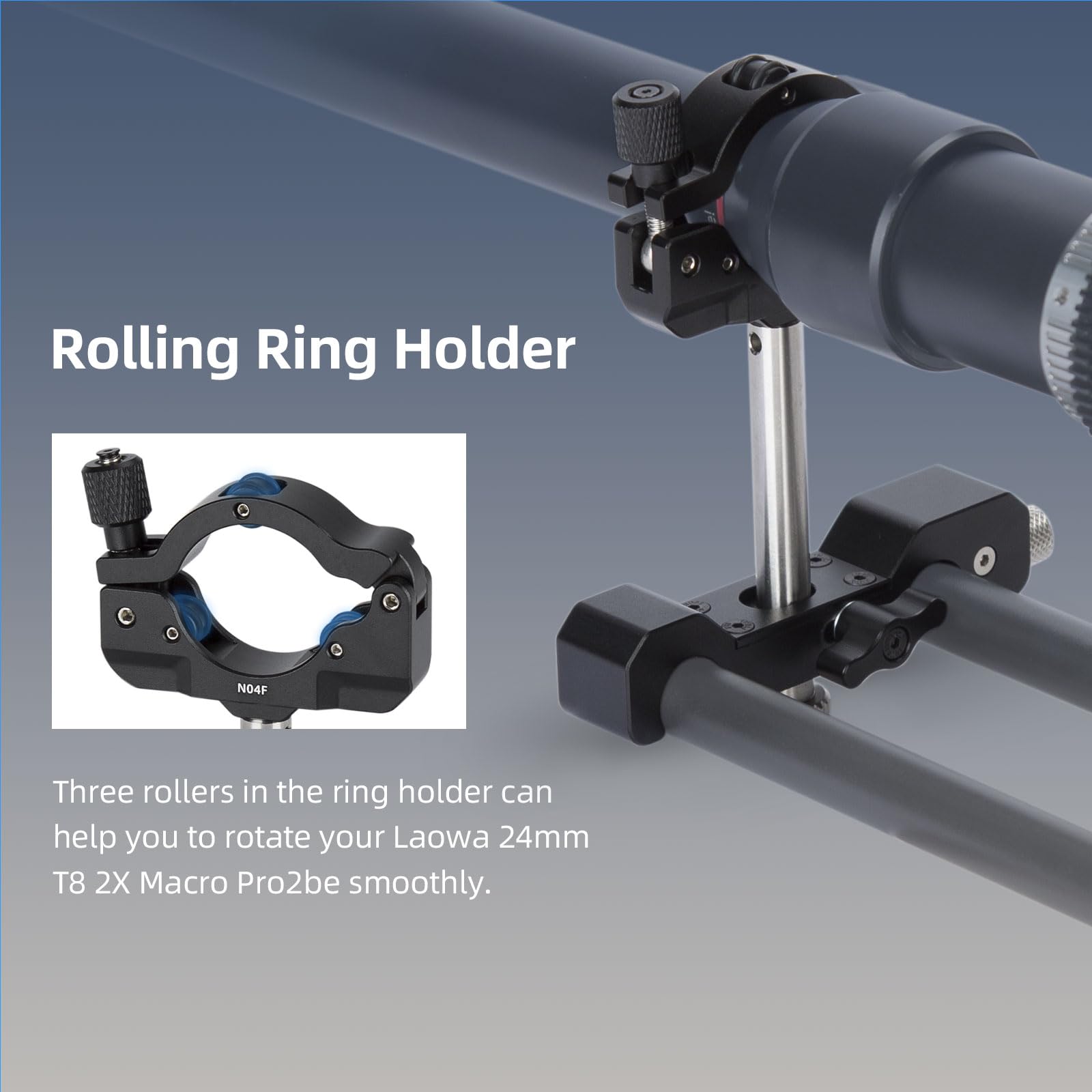 Nitze 15mm Lens Support, Supporto per Obiettivo Laowa 24 mm T8 2X Macro Pro2be - N04F