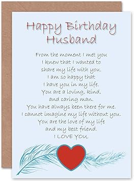 Birthday Husband Love Poem New Art Greetings Gift Card Cp1907 Amazon De Stationery Office Supplies
