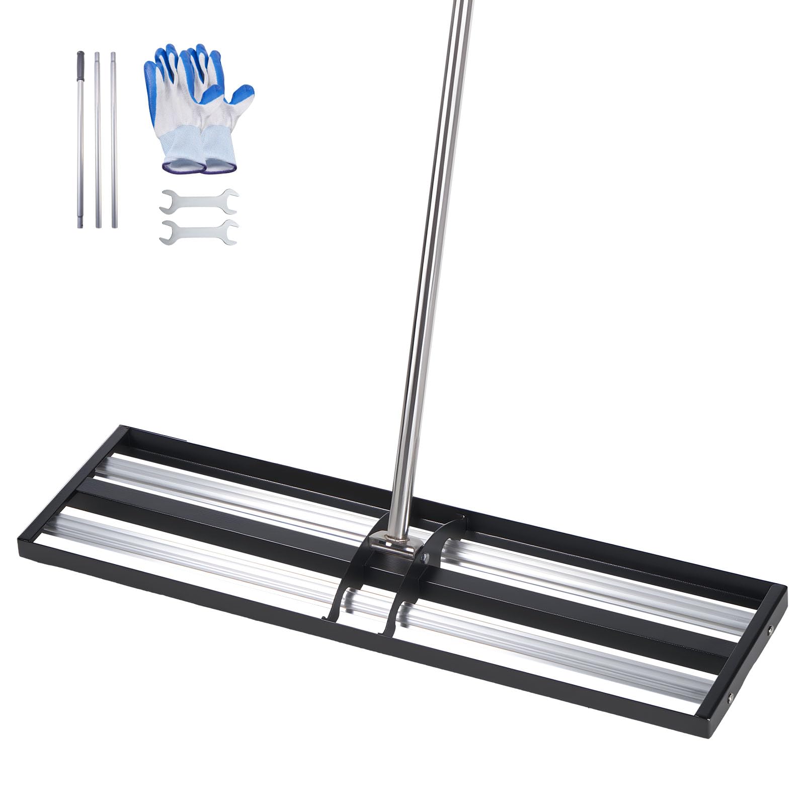 VEVOR Grabie 254 x 914 mm Rolka ze stali nierdzewnej Wyrównanie trawnika z regulowanym uchwytem 213 cm, do ogrodu na farmie pole golfowe