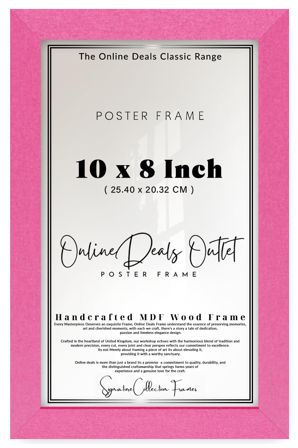Online Deals | MDF Picture Frame (25.40 x 20.32 CM) Rectangle for DIY Vision Boards, Scrapbook & Memory Keepsakes, MDF Build, Secure Mounting Hooks [ Pink ]