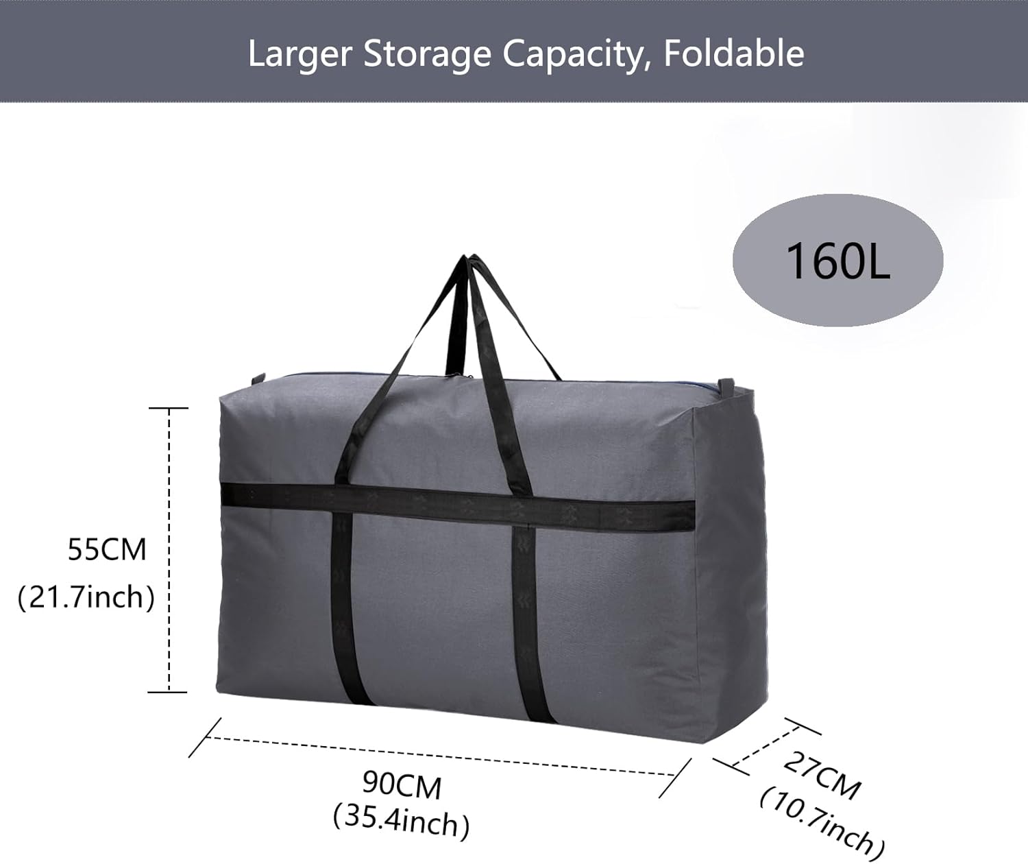160L Extra Large Storage Bags Big Foldable Duffle Bag for Travel (Grey-160L) - Image 2