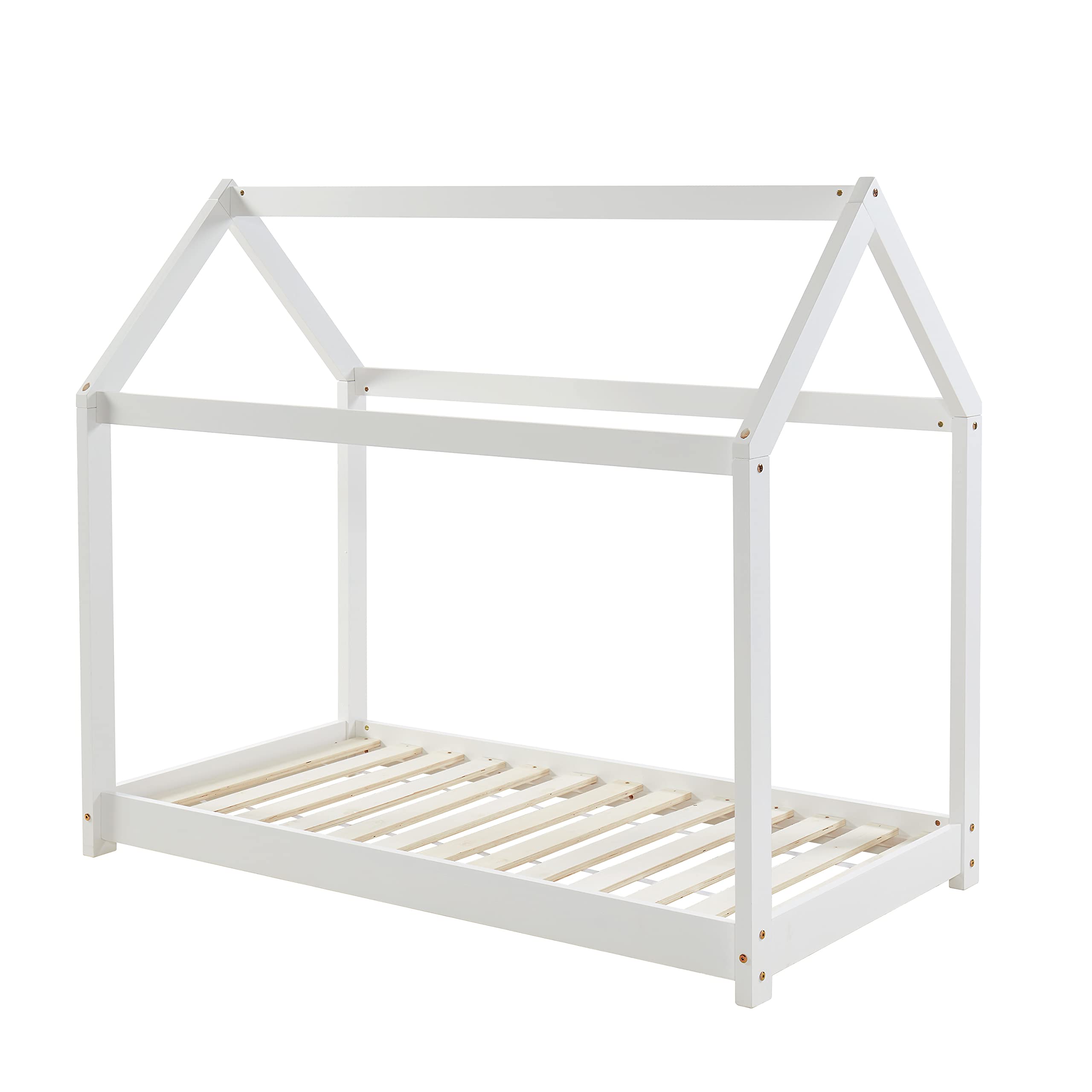 BAÏTA Letto per bambini, capanna Tiny pino bianco, 70 x 140 cm, rete inclusa