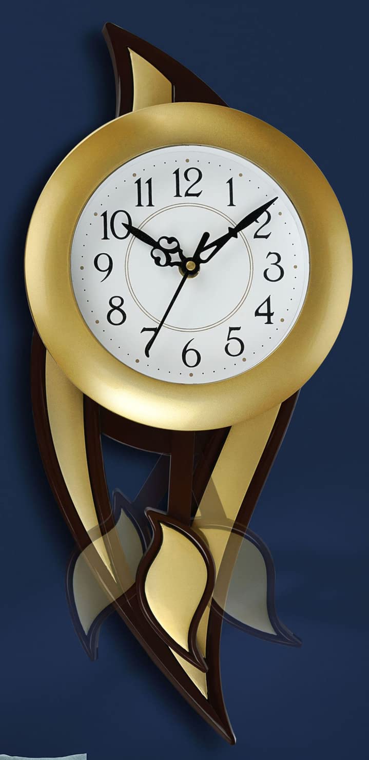Harbour Analog Latest Stylish New Models Wall Clock with Pendulum for Home Living Room Hall Bedroom (Size Height 42.5 CM X Width 17.5 CM)- Home Decor Big Size Wall Clock MJ 18 GLD 2