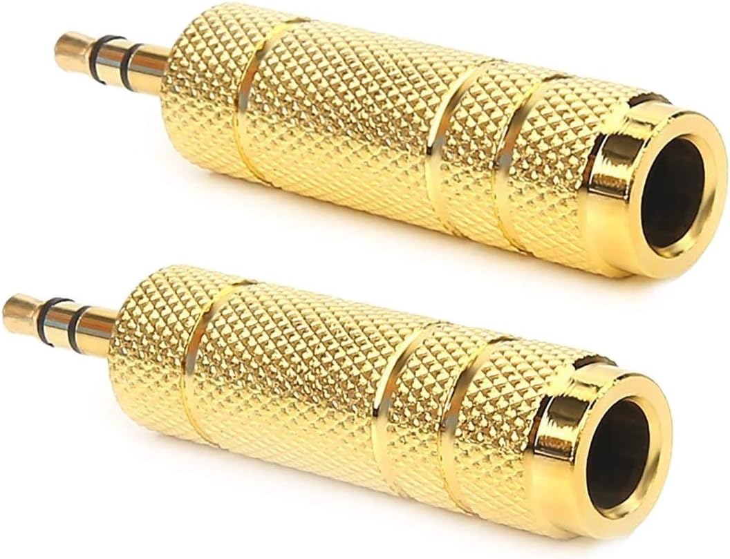 (2 pack Headphone Adapter Jack 3.5mm Male 1/8 inch to 6.35mm Female 1/4 inch Audio Stereo Adapter, Small to Big Headphone Audio Jack Plug Adaptor Converter for Digital Piano, Keyboard