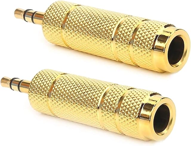 PENCILUPNOSE© (2 pack) Headphone Adapter Jack 3.5mm Male 1/8 inch to 6.35mm Female 1/4 inch Audio Stereo Adapter, Small to Big Headphone Audio Jack Plug Adaptor Converter for Digital Piano, Keyboard