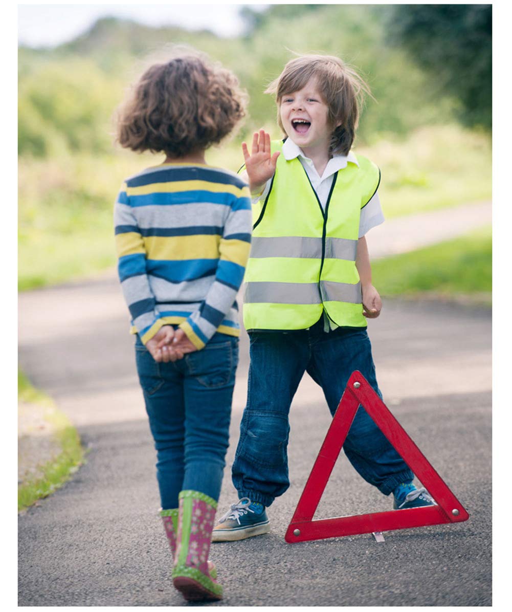 AIEOE Enfant Gilet Fluorescent Lot de 10 Sans Manches Veste Gilet de Sécurité Réfléchissant Haute Visibilité Élève Fille Garçon Cyclisme Course Outdoor Sport Fluo Jaune 01