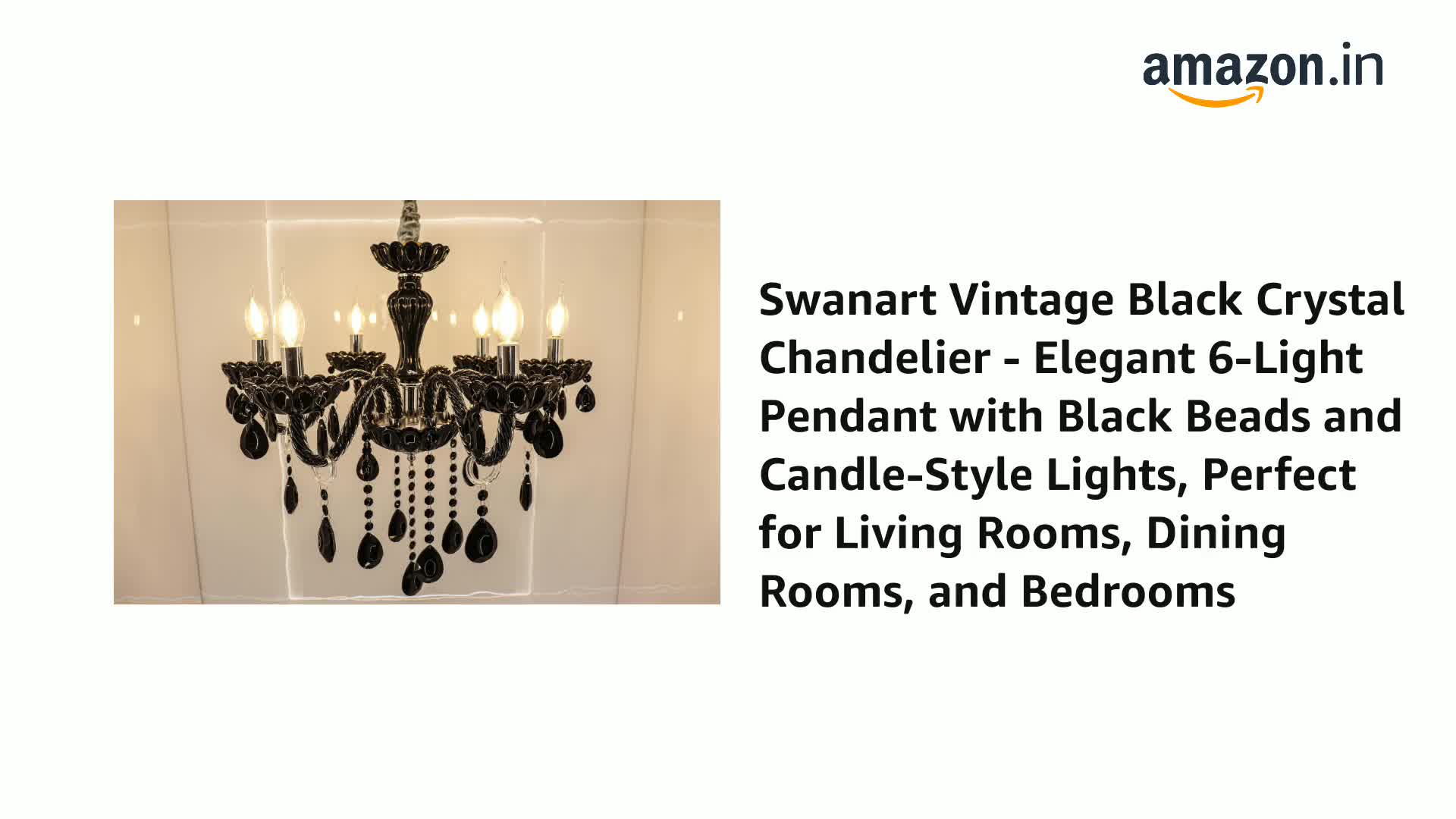 Buy swanart Vintage Black Crystal Chandelier - Elegant 6-Light
