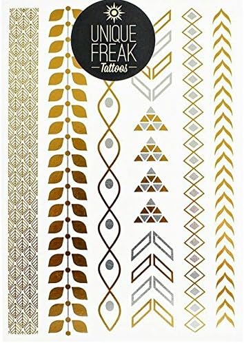 Ibiza - Premium Quality Unique Freak Gold Metallic Body and Hair Metallic Temporary Tattoo Sheet Gold Embossed Packaging - *LARGE FULL SIZE SHEETS