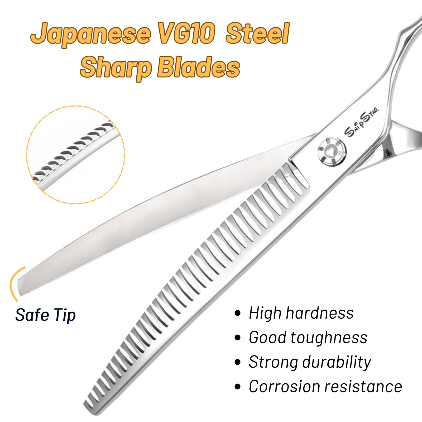 7.5 Zoll Professionelle Haustier gebogene Chunker Schere 25 Grad Biege Sliver High-End Groomers Schere 35 Zähne, Verdünnung Rate 65%