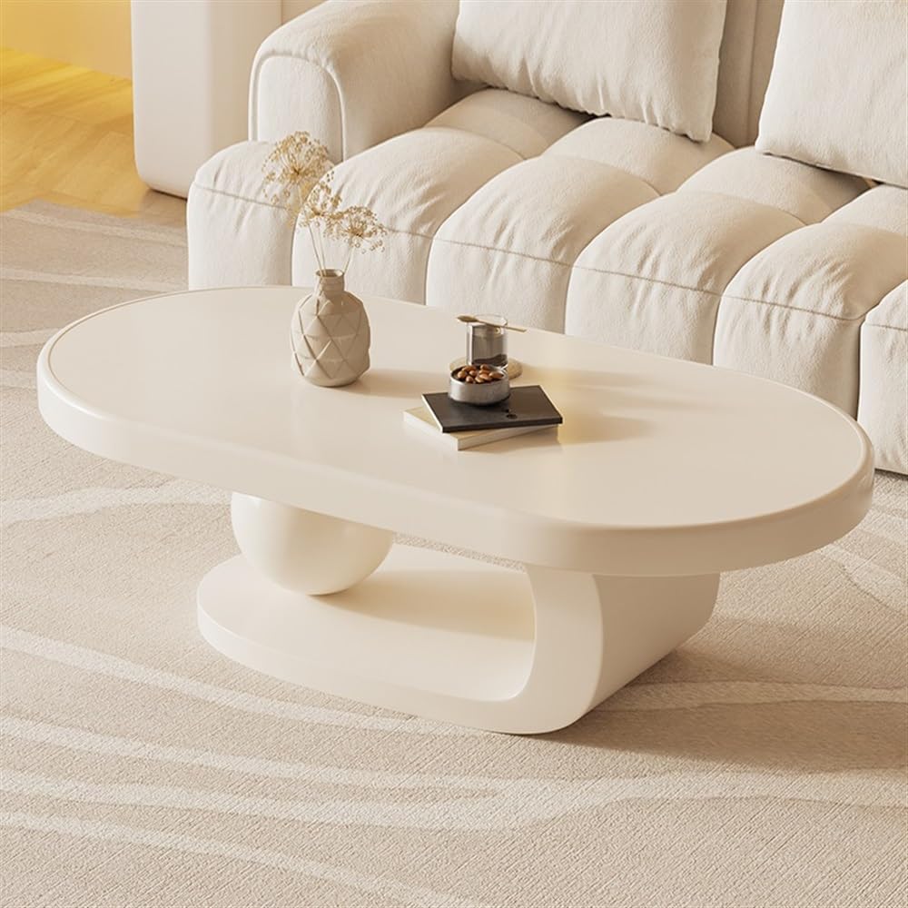Stoliki centralne Nowoczesny minimalistyczny owalny stolik kawowy z litego drewna, luksusowe meble do salonu, oszczędzający miejsce design dla małych domów Stolik boczny(120cm)