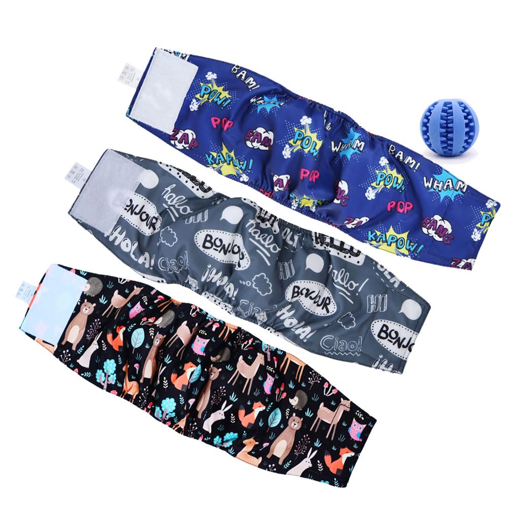 Hixingo Pañales para Perro Cubre Panza, Reutilizables Pañales Perro 3 Piezas Lavables Pañal Perro Macho, Pañales Perro Macho Incontinencia Altamente Absorbentes (S,3 Colores)