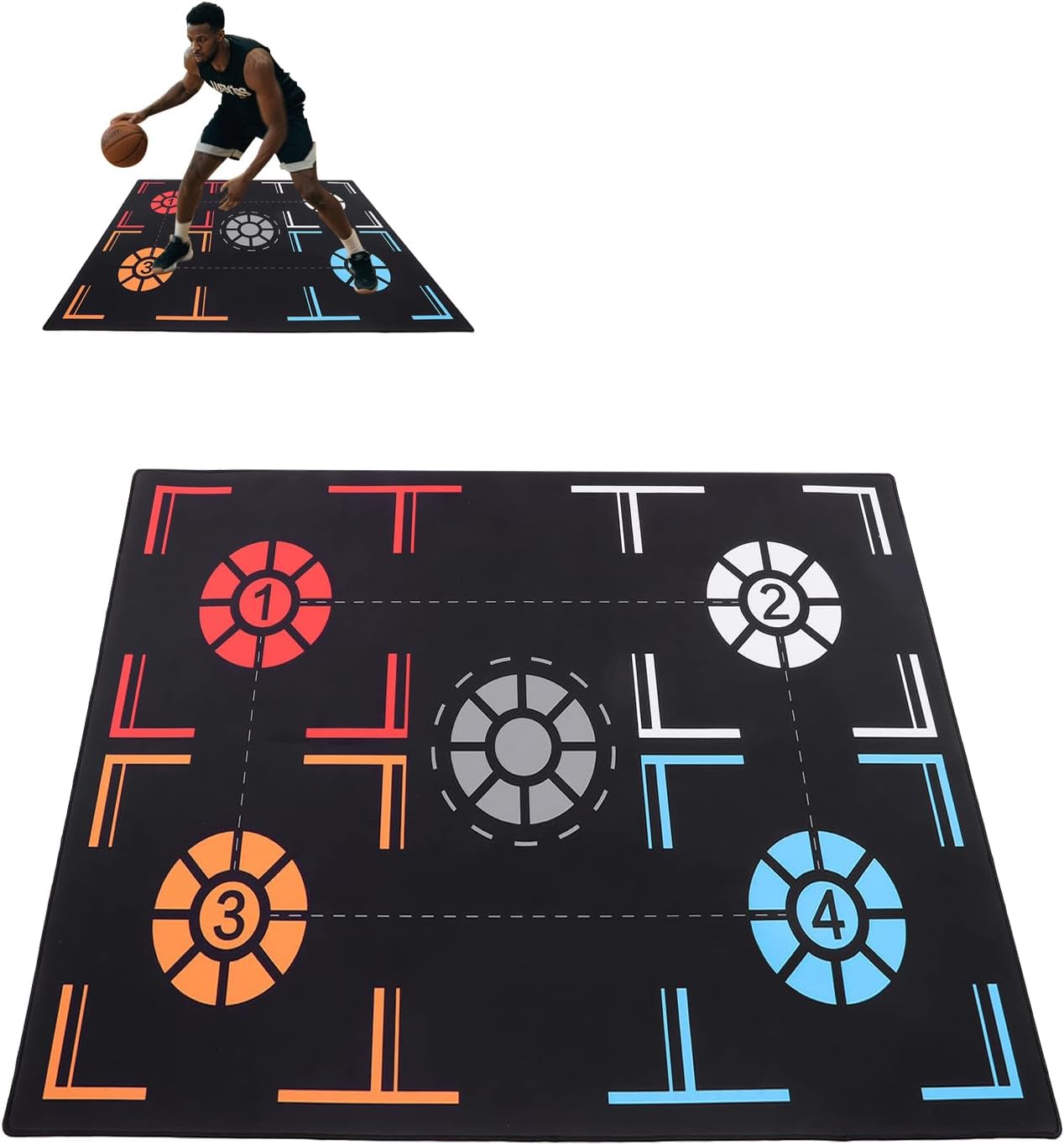 Basketball Training Mat Non-Slip Footwork Agility Pad with Numbered Dots,26×36 Inch Foldable Dribble Pad for Indoor Outdoor Ball Control Practice Basketball Training Mat Non-Slip Footwork Agility Pad with Numbered Dots,26×36 Inch Foldable Dribble Pad for Indoor Outdoor Ball Control Practice